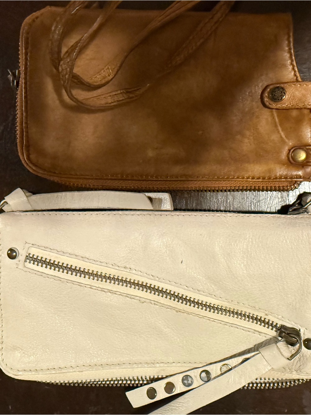 Free people White Leather wristlet - Zip and stud Accents! both included